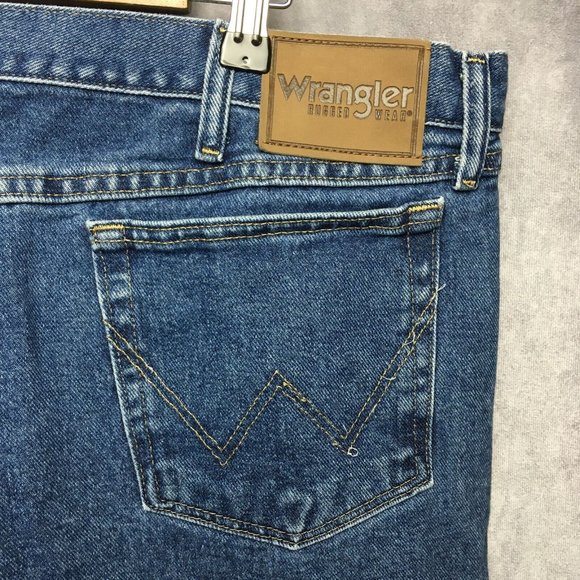 Wrangler Rugged Wear Mens Blue Jeans 42x34 Work Trades Denim Pants - Picture 1 of 10